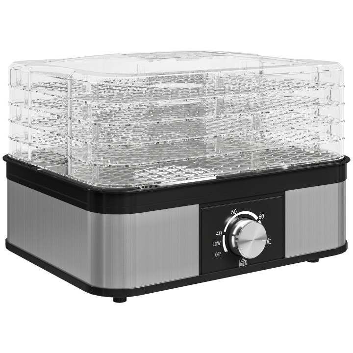 HOMCOM 5-Tier Food Dehydrator | 245W, Adjustable Temp — Black