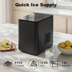 HOMCOM Compacte aanrecht ijsmachine | Zelfreinigend — Zwart