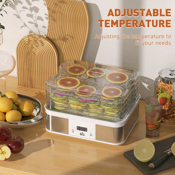 HOMCOM 5-Tier Food Dehydrator | 245W, LCD, Timer — Black