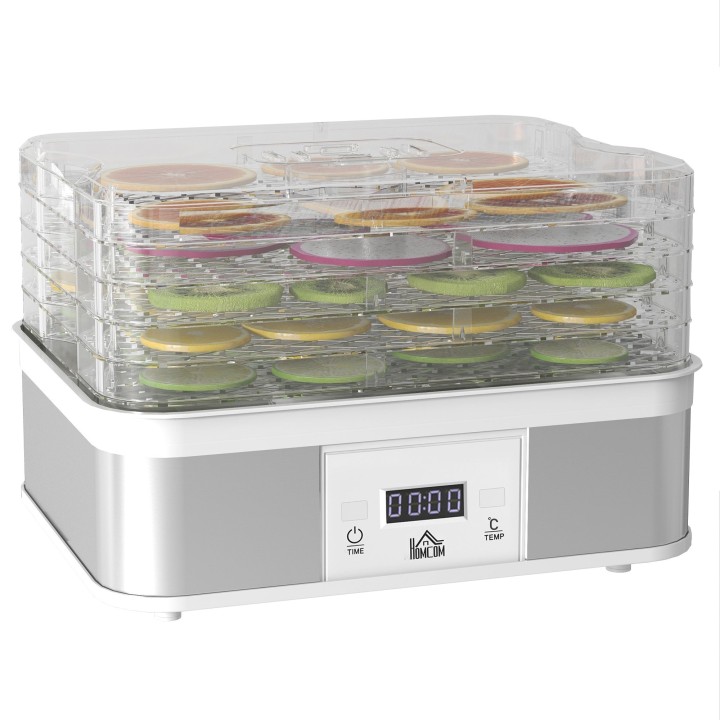 HOMCOM 5-Tier Food Dehydrator | 245W, LCD, Timer — Black