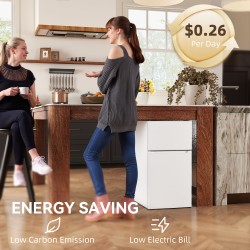 HOMCOM 88L Réfrigérateur-congélateur sous plan de travail | 3-Star — Blanc