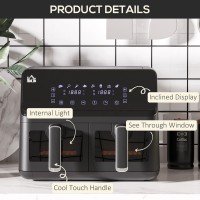 HOMCOM 8L Dobbelt kurv airfryer | 8-i-1, 2500W, Synkroniser færdig