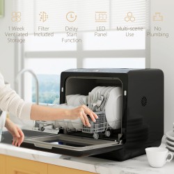 HOMCOM 6L Fünf-Modus-Tischgeschirrspüler - Schwarz