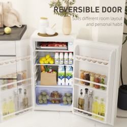 HOMCOM 91L Freistehender Unterbau-Kühlschrank mit Schloss – Weiß