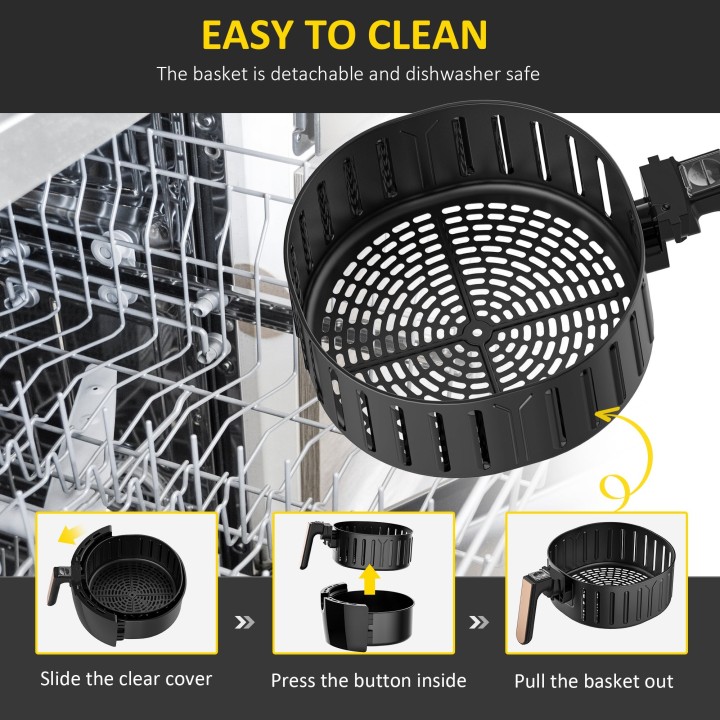 HOMCOM 5.5L Air Fryer | 1700W, Digital Display, 80–200°C