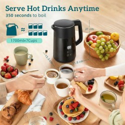HOMCOM Electric Kettle | 1.7L, 3kW, Strix, LED — Black