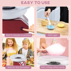 HOMCOM Candy Floss Machine | Retro Cotton Candy Maker — Red