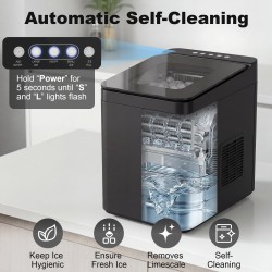 HOMCOM Compacte aanrecht ijsmachine | Zelfreinigend — Zwart