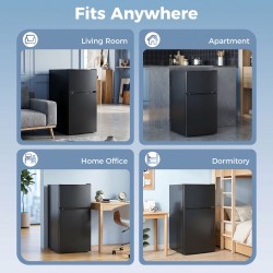 HOMCOM 88L Frigorífico con Congelador Bajo Encimera | 3-Star — Negro