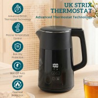 HOMCOM Electric Kettle | 1.7L, 3kW, Strix, LED — Black
