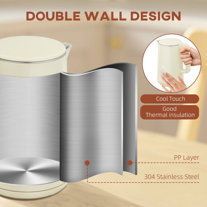 HOMCOM Digital Kettle & 2-Slice Toaster Set | LED Touch — Beige