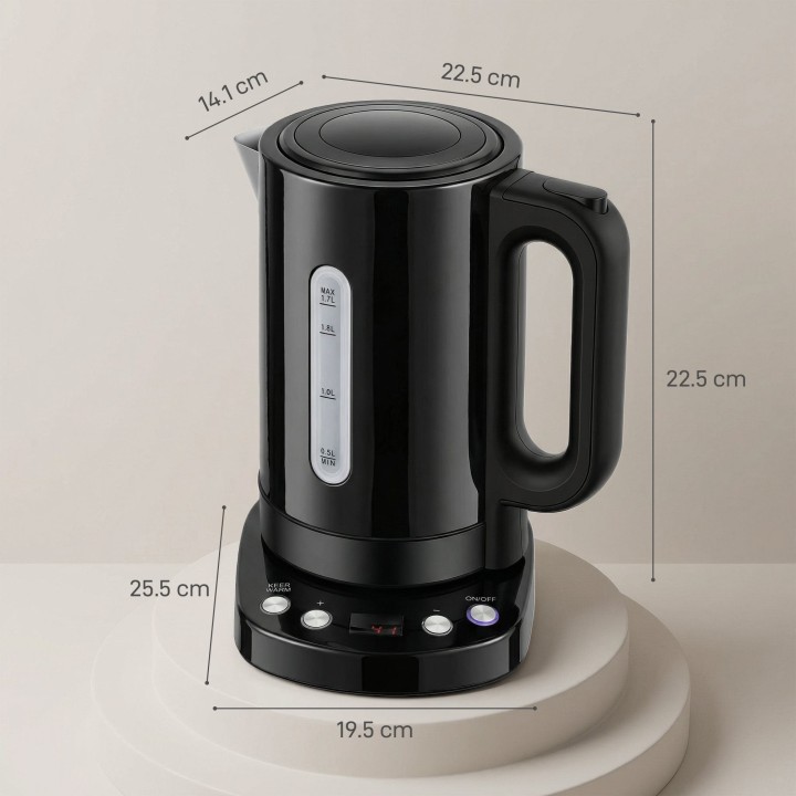 HOMCOM Electric Kettle | 1.7L, 3kW, Strix, Keep Warm — Black