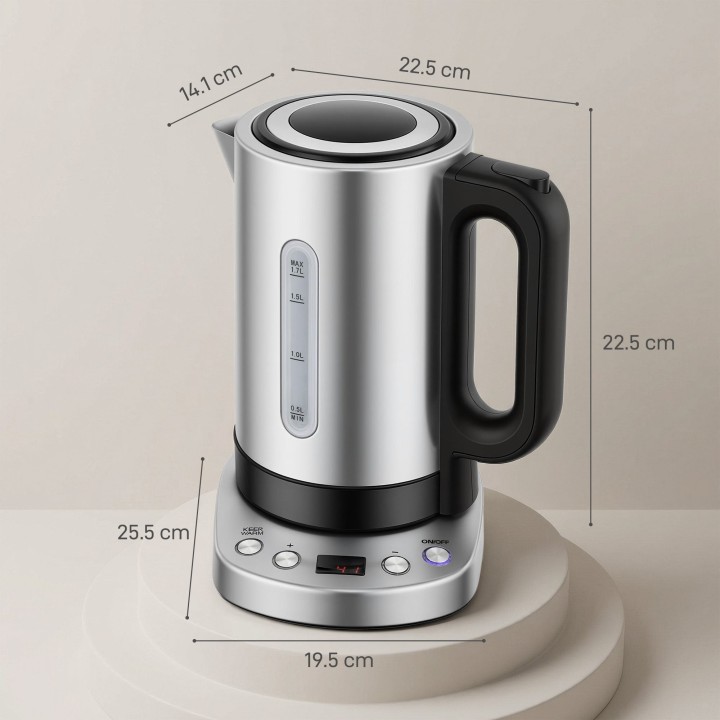 HOMCOM Electric Kettle | 1.7L, 3kW, Strix, Keep Warm — Silver