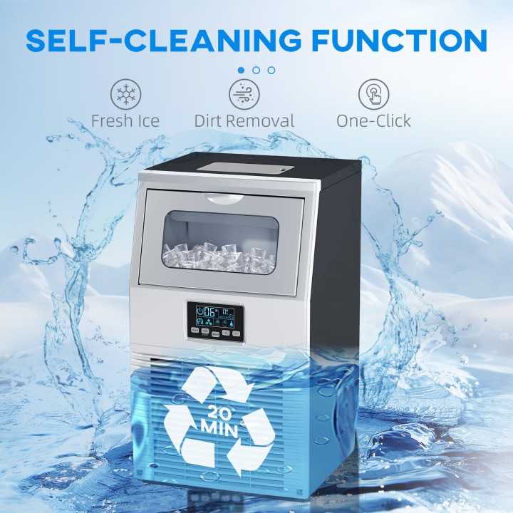 HOMCOM Commercial Ice Maker with 4kg Ice Storage - Silver Tone