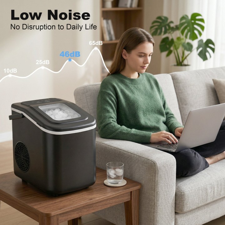 HOMCOM Countertop Ice Maker | 9 Cubes/7min, 2 Sizes — Black