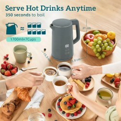 HOMCOM Electric Kettle | 1.7L, 3kW, Strix, LED — Grey