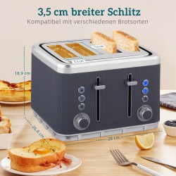 HOMCOM Hervidor de Acero Inoxidable & 4-Tostadora y hervidor de agua en set — Negro