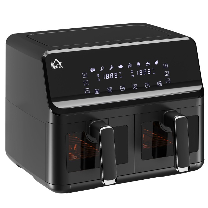 HOMCOM 8L Friteuse à air à double panier | 8-avec-1, 2500W, Fin synchronisée