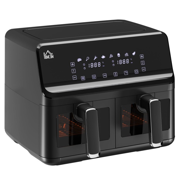HOMCOM 8L Dual Basket Air Fryer | 8-in-1, 2500W, Sync Finish