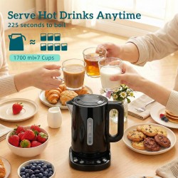 HOMCOM Electric Kettle | 1.7L, 3kW, Strix, Keep Warm — Black