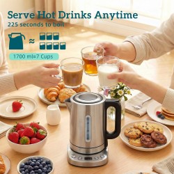 HOMCOM Wasserkocher | 1.7L, 3kW, Strix, Warmhaltefunktion — Silber