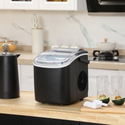 HOMCOM Countertop Ice Maker | 12kg/Day, Portable — Black