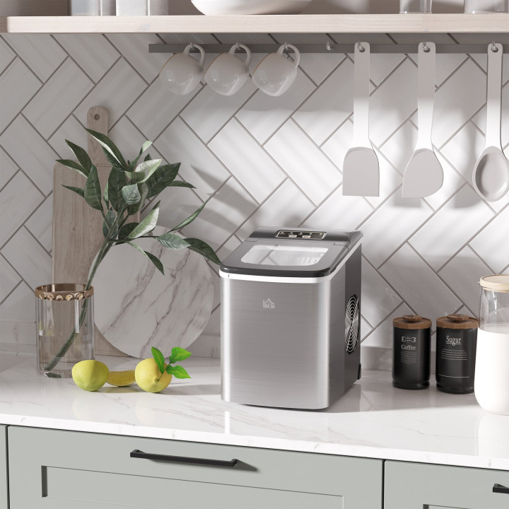 HOMCOM Countertop Ice Maker | 12kg/Day, Self-Cleaning — Black