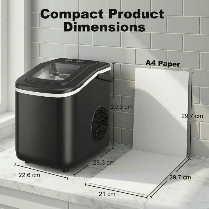 HOMCOM Countertop Ice Maker | 9 Cubes/7min, 2 Sizes — Black