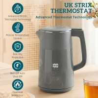 Hervidor eléctrico HOMCOM | 1.7L, 3kW, Strix, LED — Gris