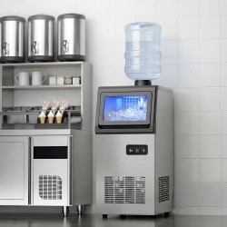 HOMCOM Commercial Ice Maker | 45kg/Day, Under-Counter — Silver
