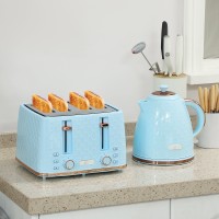 HOMCOM Kettle & 4-Slice Toaster Set | Fast Boil — Light Blue