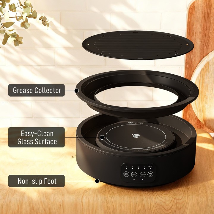HOMCOM Electric Ceramic Hob & Grill Plate | 36cm, 4 Levels