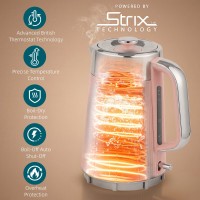 HOMCOM Set de Hervidor y Tostadora de Acero Inoxidable | Strix — Rosa