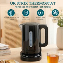 HOMCOM elkedel | 1.7L, 3kW, Strix, Hold varm — Sort