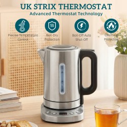 HOMCOM Electric Kettle | 1.7L, 3kW, Strix, Keep Warm — Silver