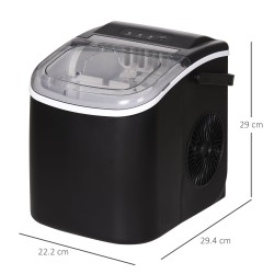 HOMCOM Countertop Ice Maker | 12kg/Day, Portable — Black