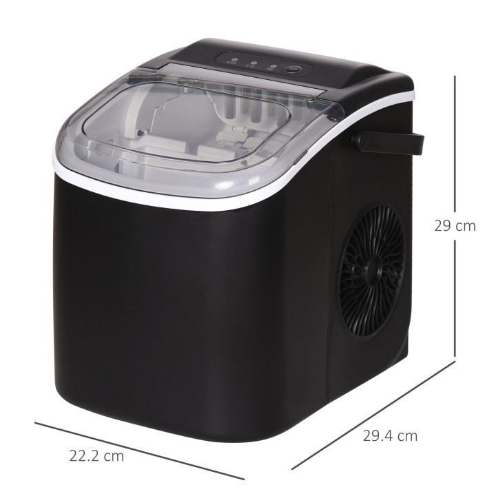 HOMCOM Countertop Ice Maker | 12kg/Day, Portable — Black