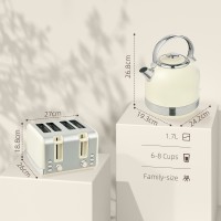 HOMCOM Kettle & Toaster Set | Polished Metal — Cream