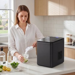 HOMCOM Compacte aanrecht ijsmachine | Zelfreinigend — Zwart