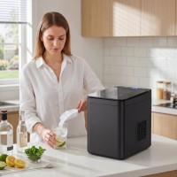 HOMCOM Compacte aanrecht ijsmachine | Zelfreinigend — Zwart