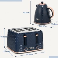 HOMCOM Kettle & 4-Slice Toaster Set | Otter, Crumb Tray — Blue