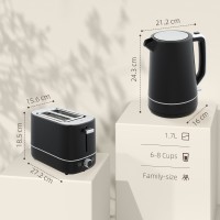 HOMCOM Kettle & 2-Slice Toaster Set | Fast Boil — Black