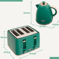 HOMCOM Kettle & 4-Slice Toaster Set | Otter, Crumb Tray — Green