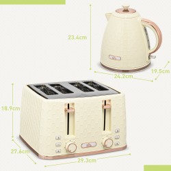 HOMCOM Hervidor & 4-Set de Tostadora de Ranuras | Ebullición Rápida — Beige