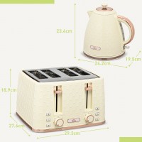 HOMCOM Kettle & 4-Slice Toaster Set | Fast Boil — Beige