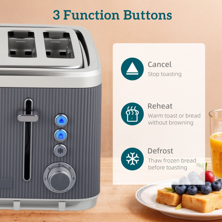 HOMCOM Stainless Steel Kettle & 4-Slice Toaster Set — Black