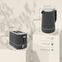 HOMCOM Kettle & 2-Slice Toaster Set | Fast Boil — Black