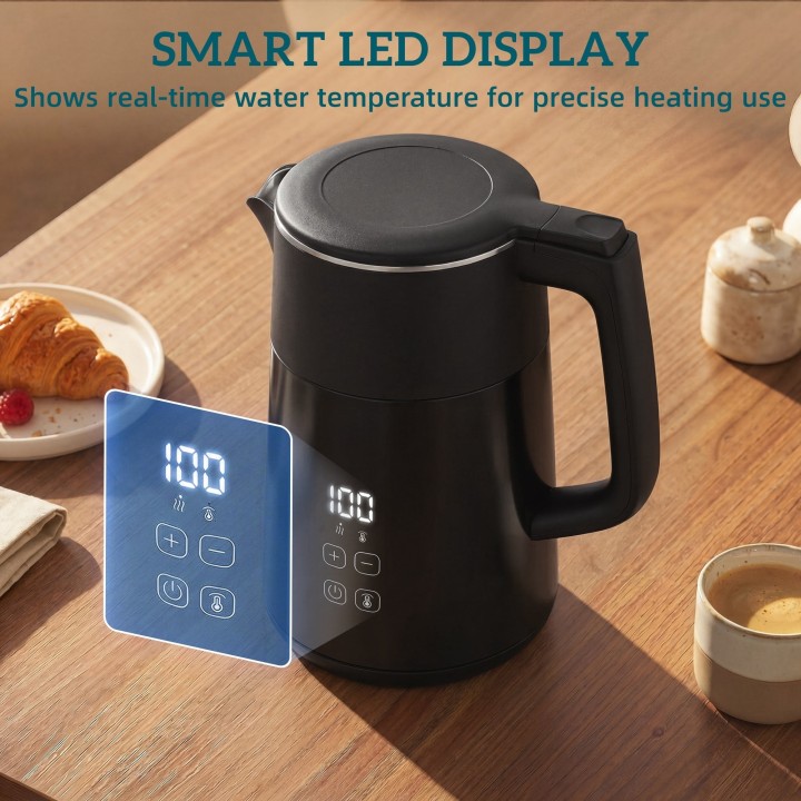 HOMCOM Electric Kettle | 1.7L, 3kW, Strix, LED — Black