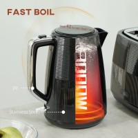HOMCOM Kettle & 2-Slice Toaster Set | Fast Boil — Black