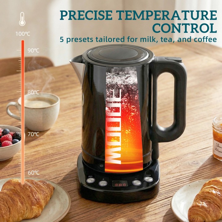 HOMCOM Electric Kettle | 1.7L, 3kW, Strix, Keep Warm — Black